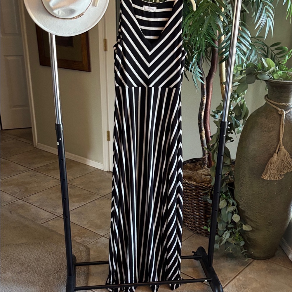 Athleta Black and White Striped Dress